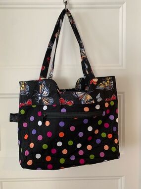 Mary Maxime bag , black  Butterfly & Polka Dot Tote Bag - Women's Shoulder tote